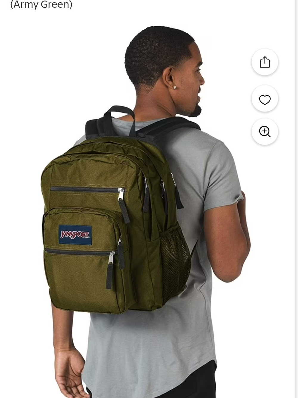 Jansport XL Olive Green Classic Backpack with Front Pockets - Picture 2 of 7